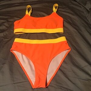 Vibrant Orange and Yellow Bikini Set size small